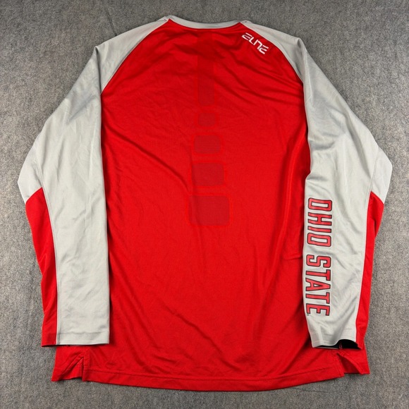 Nike Dri Fit Ohio State Buckeyes Elite Long Sleeve Shirt Men XL Red Gray Stretch - Picture 3 of 9